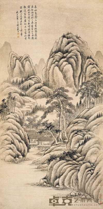 戴熙 1858年作 山阴读易图 立轴 130.5×65.5cm